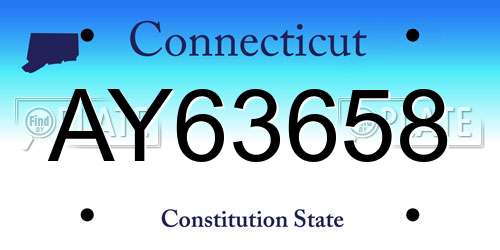 AY63658 Connecticut License Plate
