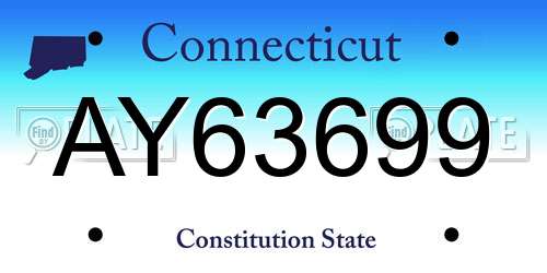 AY63699 Connecticut License Plate