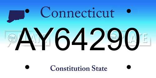 AY64290 Connecticut License Plate