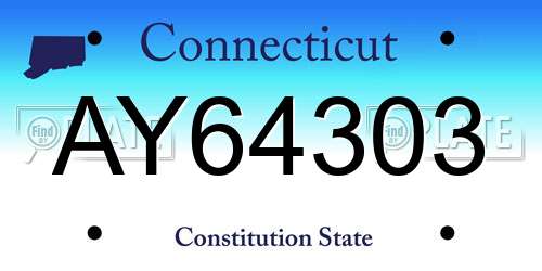 AY64303 Connecticut License Plate