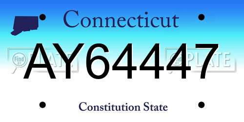 AY64447 Connecticut License Plate
