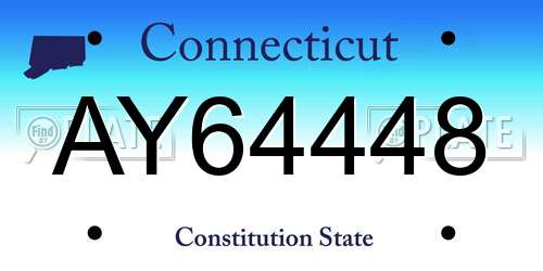 AY64448 Connecticut License Plate