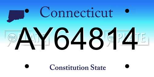 AY64814 Connecticut License Plate