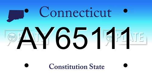 AY65111 Connecticut License Plate