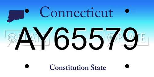 AY65579 Connecticut License Plate
