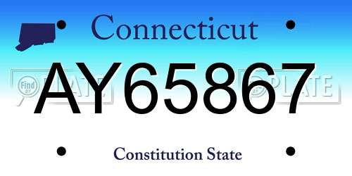 AY65867 Connecticut License Plate