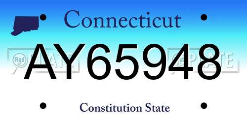 AY65948 Connecticut License Plate