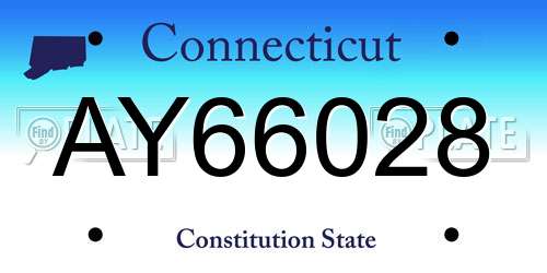 AY66028 Connecticut License Plate