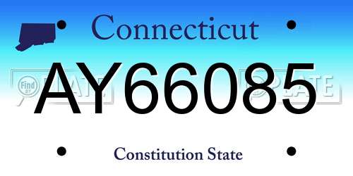 AY66085 Connecticut License Plate