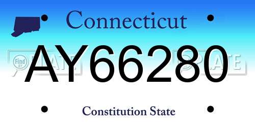 AY66280 Connecticut License Plate