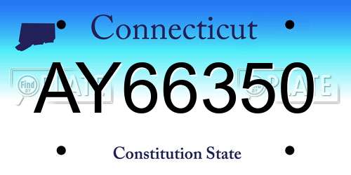 AY66350 Connecticut License Plate