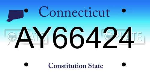 AY66424 Connecticut License Plate