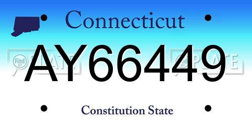 AY66449 Connecticut License Plate