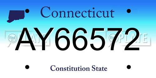 AY66572 Connecticut License Plate