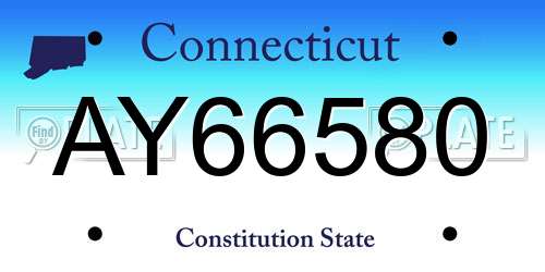 AY66580 Connecticut License Plate