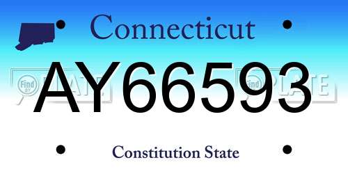 AY66593 Connecticut License Plate