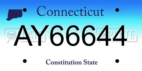 AY66644 Connecticut License Plate
