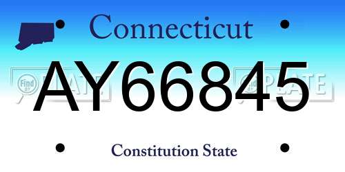 AY66845 Connecticut License Plate