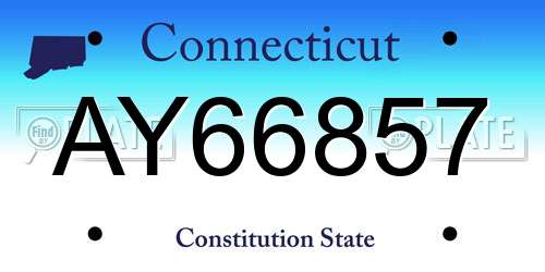 AY66857 Connecticut License Plate