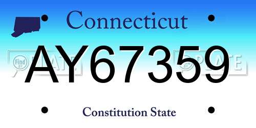 AY67359 Connecticut License Plate