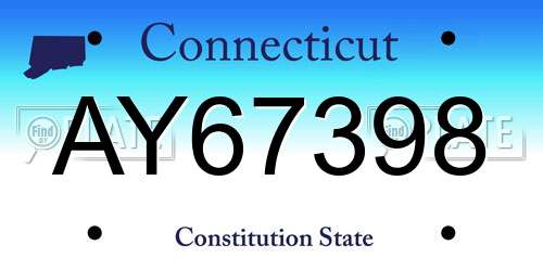 AY67398 Connecticut License Plate