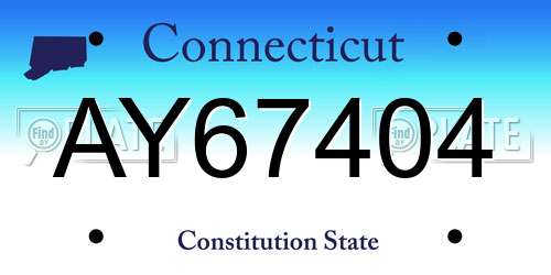 AY67404 Connecticut License Plate