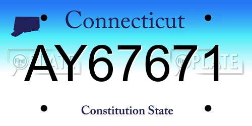 AY67671 Connecticut License Plate