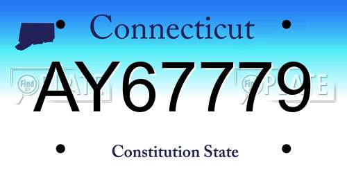 AY67779 Connecticut License Plate