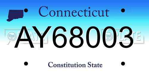 AY68003 Connecticut License Plate