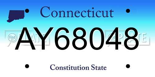 AY68048 Connecticut License Plate