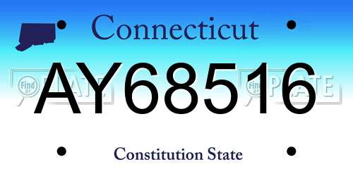 AY68516 Connecticut License Plate