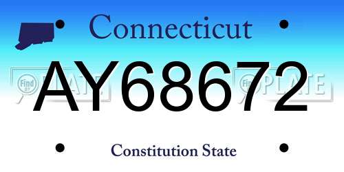 AY68672 Connecticut License Plate