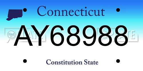 AY68988 Connecticut License Plate