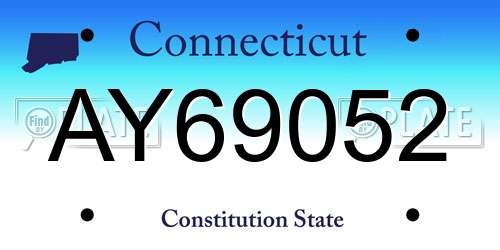 AY69052 Connecticut License Plate