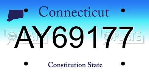 AY69177 Connecticut License Plate