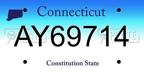 AY69714 Connecticut License Plate