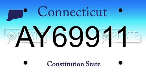 AY69911 Connecticut License Plate