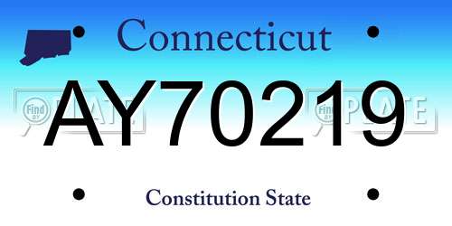 AY70219 Connecticut License Plate