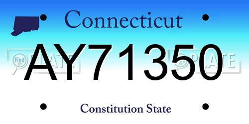 AY71350 Connecticut License Plate