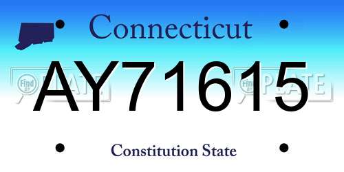 AY71615 Connecticut License Plate