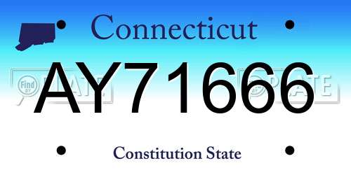 AY71666 Connecticut License Plate