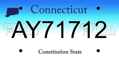 AY71712 Connecticut License Plate