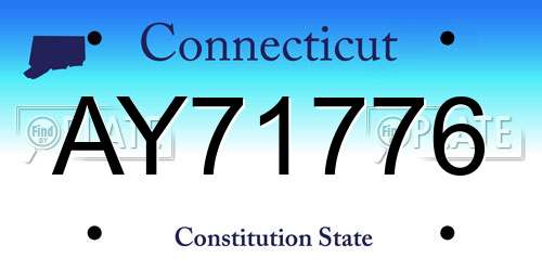 AY71776 Connecticut License Plate
