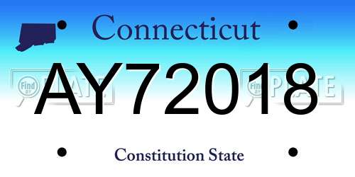 AY72018 Connecticut License Plate
