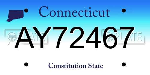 AY72467 Connecticut License Plate