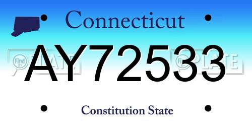 AY72533 Connecticut License Plate