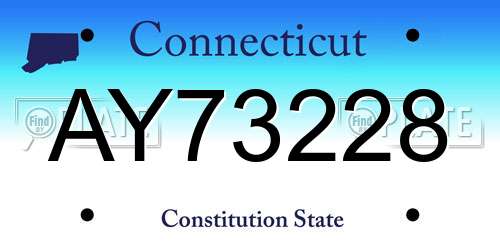 AY73228 Connecticut License Plate