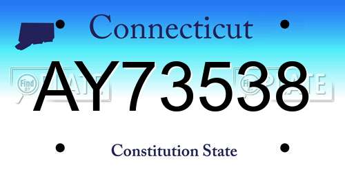 AY73538 Connecticut License Plate