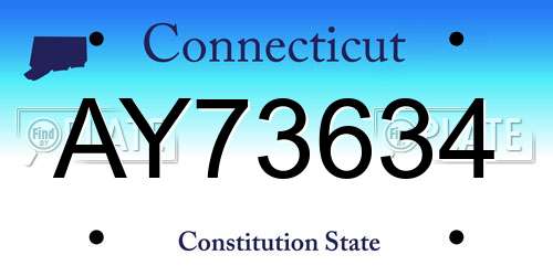 AY73634 Connecticut License Plate