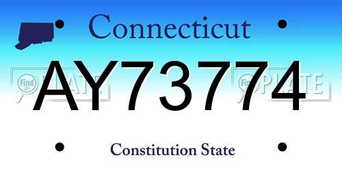 AY73774 Connecticut License Plate